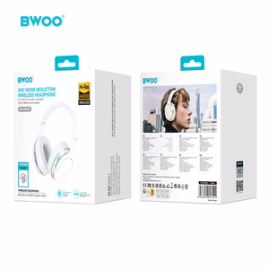 BWOO ANC Belaidis Headphone Premuim Sound Quality BW587 baltas