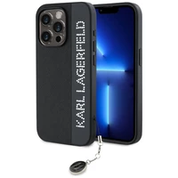 Karl Lagerfeld Saffiano Rhinestones & Charm dėklas telefonui iPhone 15 Pro - juodas