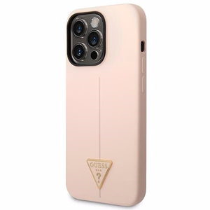 Guess GUHCP14XSLTGP iPhone 14 Pro Max 6.7" rožinis kietasis dėklas silikoninis Triangle