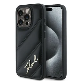 Karl Lagerfeld Diagonal Quilted Script dėklas telefonui iPhone 13 Pro / 13 - juodas
