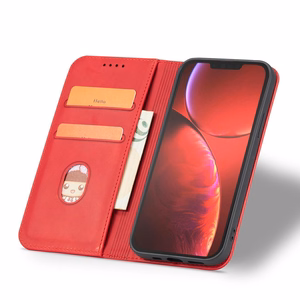 Magnet Fancy Case dėklas iPhone 14 Pro su flip dangčiu, pinigine ir stovu - raudonos spalvos