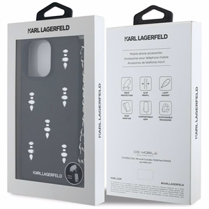 Karl Lagerfeld Saffiano Crystals su grandine dėklas telefonui iPhone 16 Pro Max - juodas