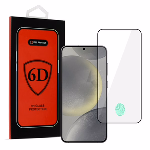 Закалённое стекло Tel Protect Full Glue 6D для Samsung Galaxy S24 Plus чёрное (с разблокировкой по отпечатку)