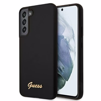 Guess GUHCS22MLSLMGBK S22+ S906 juodas/juodas hardcase Silicone Script Metal Logo