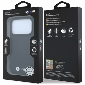 BMW M Quadrille Kevlar dėklas su metaliniu logotipu ir MagSafe, skirtas iPhone 17 Pro Max / 18 Pro Max, juodas