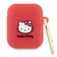 Hello Kitty Silikoninis 3D Kitty galvos dėklas AirPods 1/2 - Fuksija