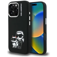 Karl Lagerfeld Silikoninis Karl&Choupette Sketch MagSafe Dėklas for iPhone 16 Pro - juodas