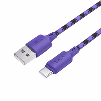 Kabelis USB A į USB C Hoco 3A 1 m X116 gradientinė violetinė