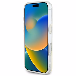 Guess IML Metal Colored Circle Classic Logo Magnetinis dėklas telefonui iPhone 16 - baltas