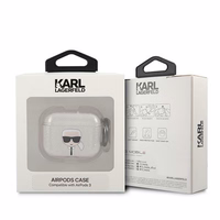 Karl Lagerfeld blizgus Karl's Head dėklas AirPods 3 ausinėms - sidabrinis
