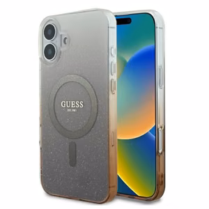 Guess IML blizgučių gradiento Magnetinis iPhone 16 dėklas – rudas