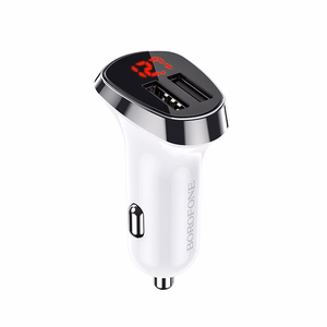 Borofone automobilinis įkroviklis BZ15 Auspicious - 2xUSB - 2,4A su USB to MicroUSB kabeliu baltas
