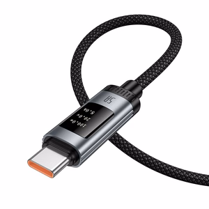 Kabelis (m) - su skaitmenine indikacija USB A į USB C Hoco PD 6A 100W 1,2 m U148 juodas (m)
