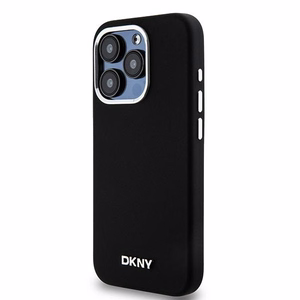 DKNY DKHMP15LSMCHLK iPhone 15 Pro 6.1"juodas dėklas Liquid Silicone Small Metal Logo MagSafe