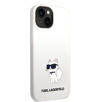 Karl Lagerfeld silikoninis Choupette dėklas telefonui iPhone 14 Plus - baltas