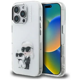 Karl Lagerfeld IML Aquarelle Karl & Choupette & Logo iPhone 16 Pro deklas - baltas