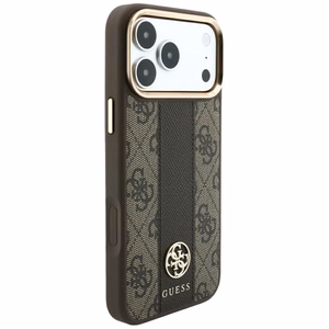Dėklas, skirtas IPHONE 18 Pro Max/17 Pro Max suderinamas su „MagSafe“ (Stripe Round and Classic Logos 4G) (spalva: ruda)