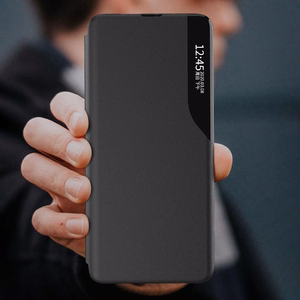 Eco Leather View Case elegantiškas dėklas telefonui su atvartu ir stovo funkcija Samsung Galaxy A73 raudonas