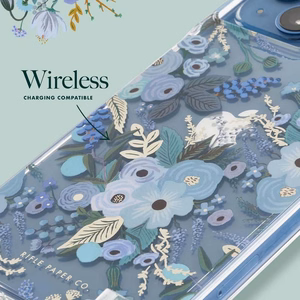 Rifle Paper Co. Garden Party Blue dėklas, skirtas iPhone 14 Plus, mėlynas gėlių raštas