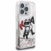 Karl Lagerfeld Liquid Glitter Choupette Logo deklas iPhone 16 Pro - skaidrus