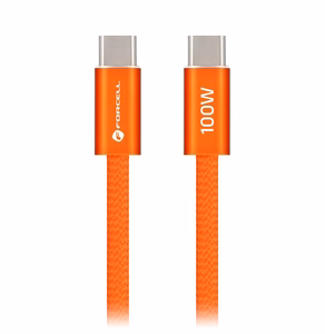 Laidas USB C į USB C Forcell F-Energy QC4.0 PD 5A 100W Cafule Flat 1,2 m CCFN23 oranžinis