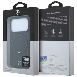 Mercedes MagSafe odinis dėklas su žiediniu stovu, skirtas iPhone 18 Pro / 17 Pro, juodas