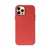 Crong Essential Cover Magnetic - iPhone 12 Pro Max MagSafe Leather dėklas (raudonas)