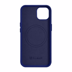 iCarer Litchi Premium odinis dėklas iPhone 14 Magnetinis odinis dėklas su MagSafe Tamsiai mėlynas (WMI14220709-DB)
