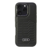 Audi Sintetinės odos Magnetinis iPhone 16 Pro 6.3" juodas/juodas kietas dėklas AU-TPUPCMIP16P-GT/D3-BK