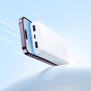 Išorinė baterija Hoco 10000 mAh 2A su keturiais integruotais laidais USB A + USB C + Lightning + Micro USB J163 balta