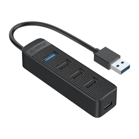 Orico TWU32-4A USB-A 3.1 hub / 1x USB-A 3.1 + 3x USB-A 2.0 + USB-C 5V/3A - juodas