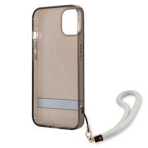 Guess GUHCP13SHTSGSK iPhone 13 mini 5.4" juodas/juodas kietasis dėklas su permatomu dizainu Stap