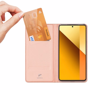 Dux Ducis Skin Pro dėklas su atvartu ir kortelių skyriumi Xiaomi Redmi Note 13 5G - rožinis