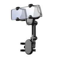 Automobilinis telefono laikiklis galinio vaizdo veidrodžiui - juodas