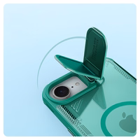 Nillkin Iceblade Prop magnetinis dėklas su kameros dangteliu ir stovu iPhone 16e telefonui - žalias