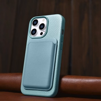 iCarer Litchi Premium odinis dėklas iPhone 14 Pro Max Magnetinis odinis dėklas su MagSafe Žalias (WMI14220712-GN)