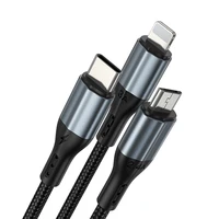BWOO 3-in-1 Kabelis USB - USB-C, Lightning, Micro USB 1m 3A X274 juodas