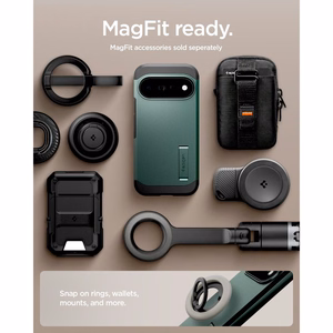 Spigen Tough Armor Mag MagSafe dėklas, skirtas Google Pixel 11 Pro, tamsiai žalias