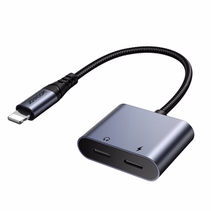 2‑in‑1 garso adapteris Joyroom SY-L02 Lightning į dvigubą Lightning (juodas)