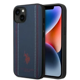 Dėklas telefonui (m) US Polo USHCP14SPFAV iPhone 14 6.1" - tamsiai mėlynas odinis siuvimas