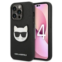 Karl Lagerfeld Saffiano Choupette Head Patch dėklas telefonui iPhone 14 Pro Max - juodas