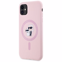 Karl Lagerfeld silikoninis Karl&Choupette Magnetinis dėklas telefonui iPhone 11 - rožinis