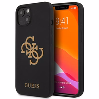 Guess GUHCP13SLS4GGBK iPhone 13 mini 5.4" juodas/juodas kietas dėklas Silikoninis 4G Logotipas