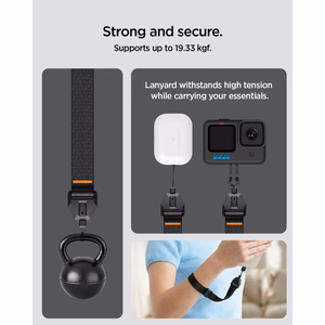 Spigen universalus reguliuojamas telefono riešo dirželis, juodas