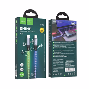 Kabelis USB C į USB C Hoco 3A 60W LED 1 m X112 pilkas