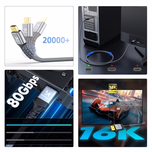 Wozinsky WPS-16AYL2S DisplayPort 2.1 kabelis VESA sertifikuotas 80 Gb/s 16K@60Hz 8K@120Hz 4K@240Hz HDR HDCP DSC 2m - juodas