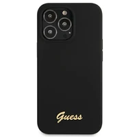 Guess GUHMP13XLSLMGBK dėklas telefonui iPhone 13 Pro Max 6.7" juodas kietas silikoninis su auksiniu logotipu MagSafe