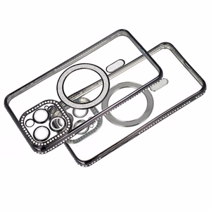 Bling Magnetinis dėklas telefonui Iphone 16 Pro Max violetinis