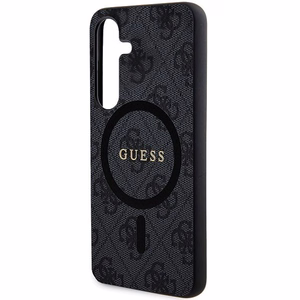 Guess 4G Collection Odinis Metalinis Logotipas Magnetinis dėklas telefonui Samsung Galaxy S24 - juoda