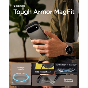 Spigen Tough Armor Mag MagSafe dėklas, skirtas Google Pixel 11, tamsiai pilkas